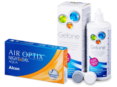 Air Optix Night and Day Aqua (6 lente) + Gelone Solucion 360 ml - Package deal