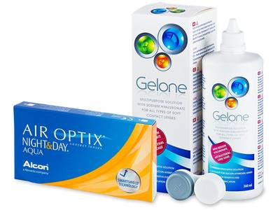 Air Optix Night and Day Aqua (6 lente) + Gelone Solucion 360 ml - Package deal