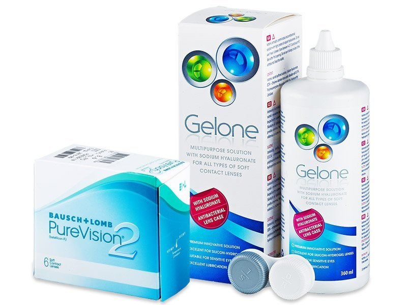PureVision 2 (6 lente) + Gelone Solucion 360 ml - Package deal