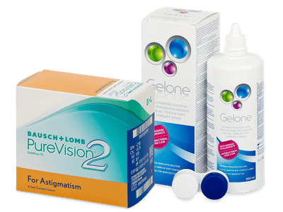 PureVision 2 For Astigmatism (6 lente) + Gelone Solucion 360 ml