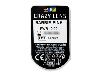 CRAZY LENS - Barbie Pink - Lente kozmetike ditore (2 lente) - Blister pack preview