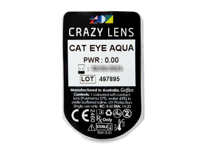 CRAZY LENS - Cat Eye Aqua - Lente kozmetike ditore (2 lente) - Blister pack preview