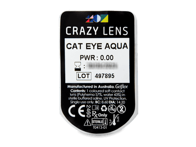 CRAZY LENS - Cat Eye Aqua - Lente kozmetike ditore (2 lente) - Blister pack preview