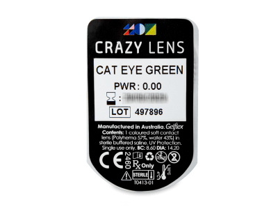 CRAZY LENS - Cat Eye Green - Lente kozmetike ditore (2 lente) - Blister pack preview