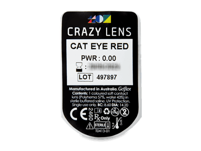 CRAZY LENS - Cat Eye Red - Lente kozmetike ditore (2 lente) - Blister pack preview