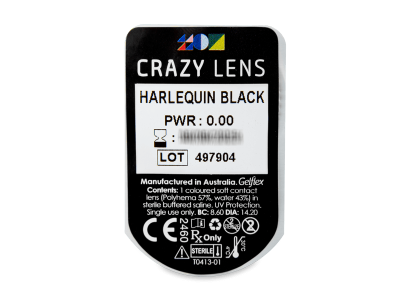 CRAZY LENS - Harlequin Black - Lente kozmetike ditore (2 lente) - Blister pack preview
