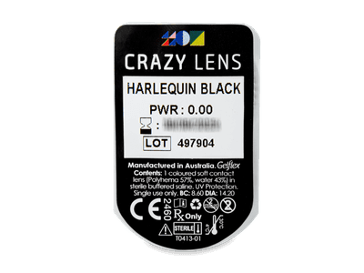 CRAZY LENS - Harlequin Black - Lente kozmetike ditore (2 lente) - Blister pack preview