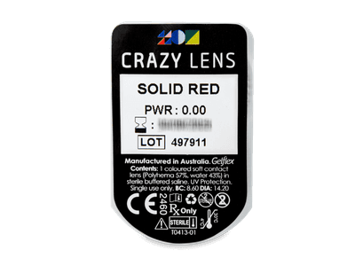 CRAZY LENS - Solid Red - Lente kozmetike ditore (2 lente) - Blister pack preview