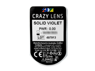 CRAZY LENS - Solid Violet - Lente kozmetike ditore (2 lente) - Blister pack preview
