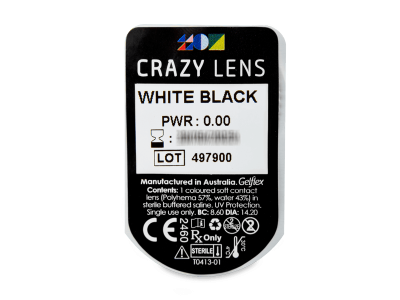 CRAZY LENS - White Black - Lente kozmetike ditore (2 lente) - Blister pack preview