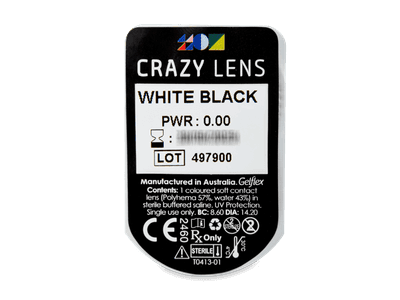 CRAZY LENS - White Black - Lente kozmetike ditore (2 lente) - Blister pack preview