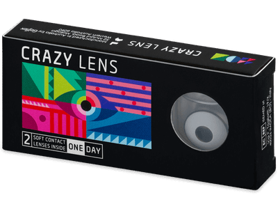 CRAZY LENS - White Black - Lente kozmetike ditore (2 lente)