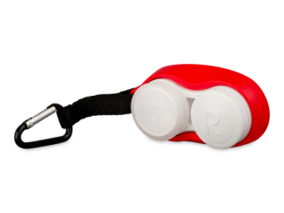 Lens case with carbiner - red  - Previous design