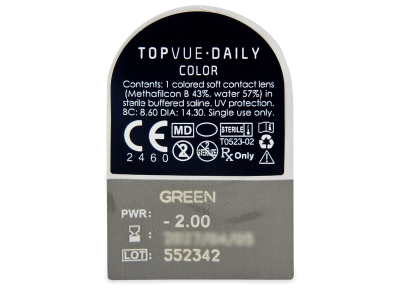 TopVue Daily Color - Green - Lente optike ditore (2 lente) - Blister pack preview