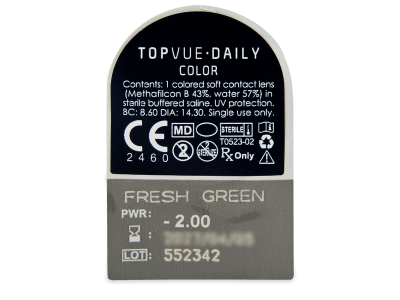 TopVue Daily Color - Fresh Green - Lente optike ditore (2 lente) - Blister pack preview