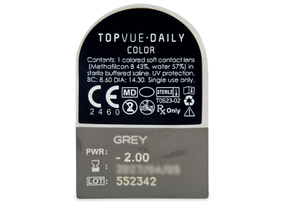 TopVue Daily Color - Grey - Lente optike ditore (2 lente) - Blister pack preview