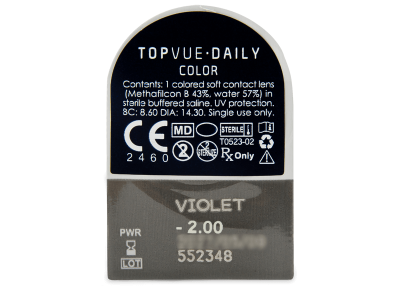 TopVue Daily Color - Violet - Lente optike ditore (2 lente) - Blister pack preview