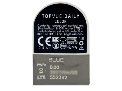 TopVue Daily Color - Blue - Lente kozmetike ditore (2 lente) - Blister pack preview