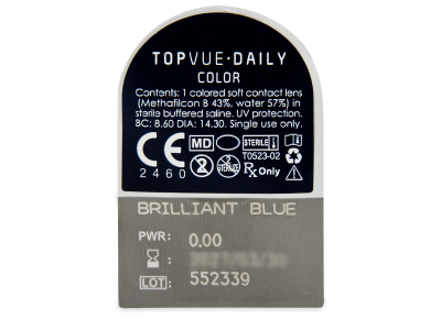 TopVue Daily Color - Brilliant Blue - Lente kozmetike ditore (2 lente) - Blister pack preview