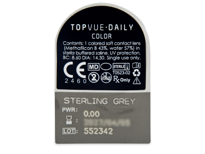 TopVue Daily Color - Sterling Grey - Lente kozmetike ditore (2 lente) - Blister pack preview