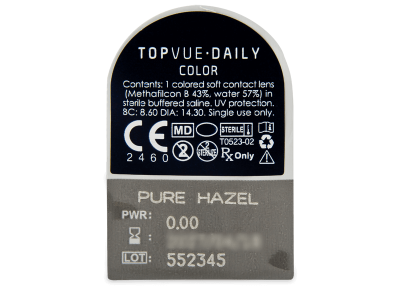 TopVue Daily Color - Pure Hazel - Lente kozmetike ditore (2 lente) - Blister pack preview