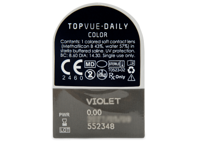 TopVue Daily Color - Violet - Lente kozmetike ditore (2 lente) - Blister pack preview