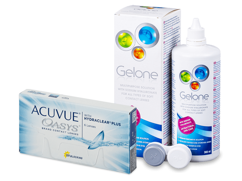 Acuvue Oasys (6 lente) + Gelone Solucion 360 ml - Package deal