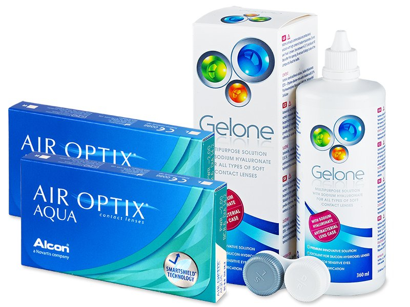 Air Optix Aqua (2x3 lente) + Gelone Solucion 360 ml - Package deal